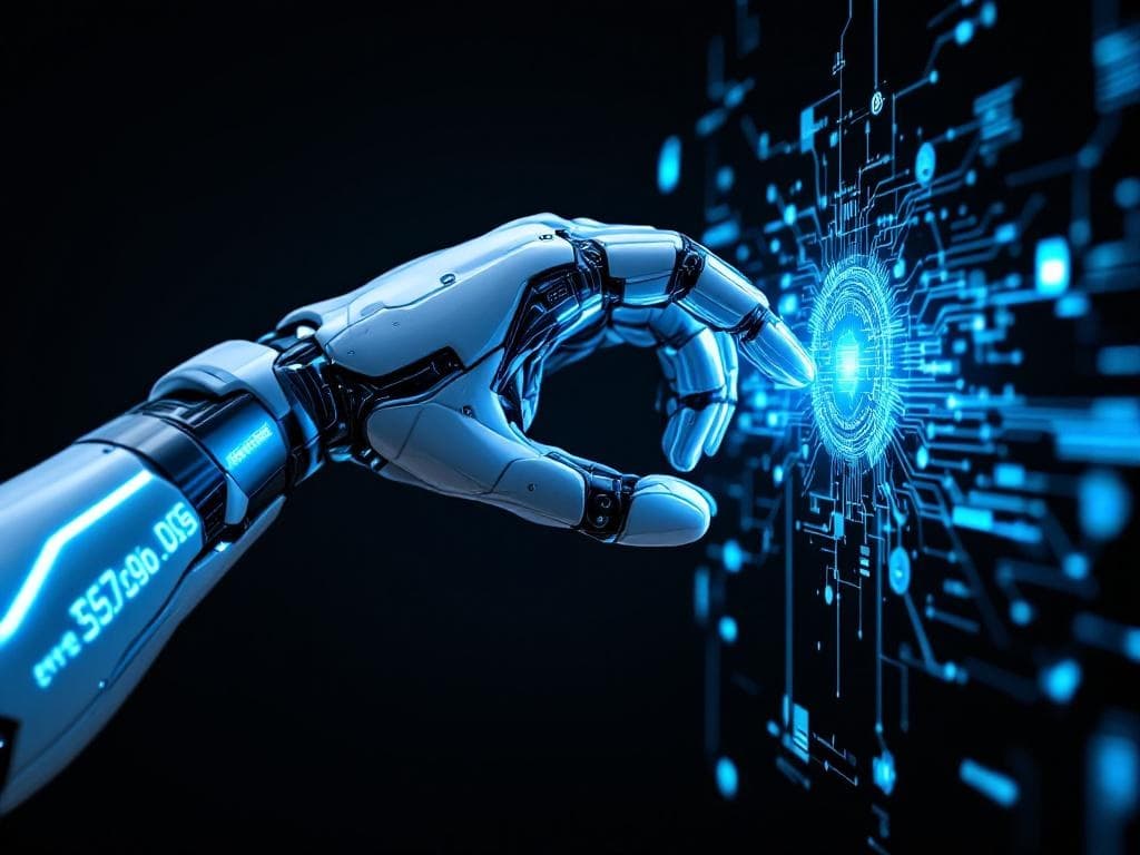 Futuristische KI-Technologie mit blau leuchtenden Schaltkreisen